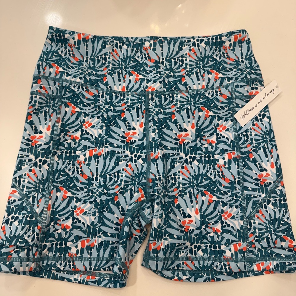Senita Athletics Teal and Orange Patterned Shorts
